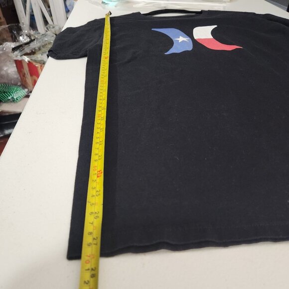 Hurley Mens Texas Flag Logo Black T-Shirt M 100% Cotton Short Sleeve - Picture 8 of 13
